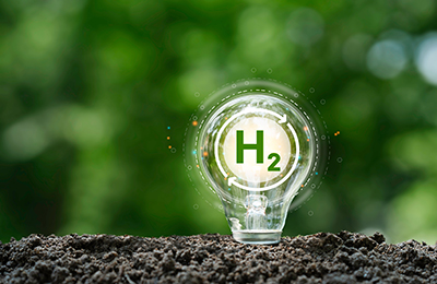 clean hydrogen energy concept and H2 in light bulb for Sustainab
