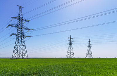 High Voltage Electric Transmission Tower Energy Pylon.