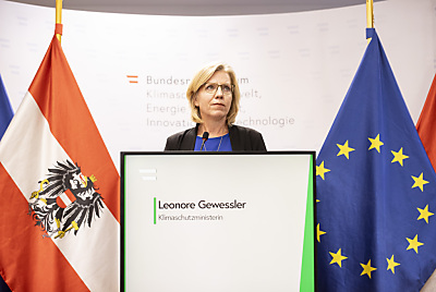 Leonore Gewessler vertritt Österreich
 - Wien, APA/TOBIAS STEINMAURER